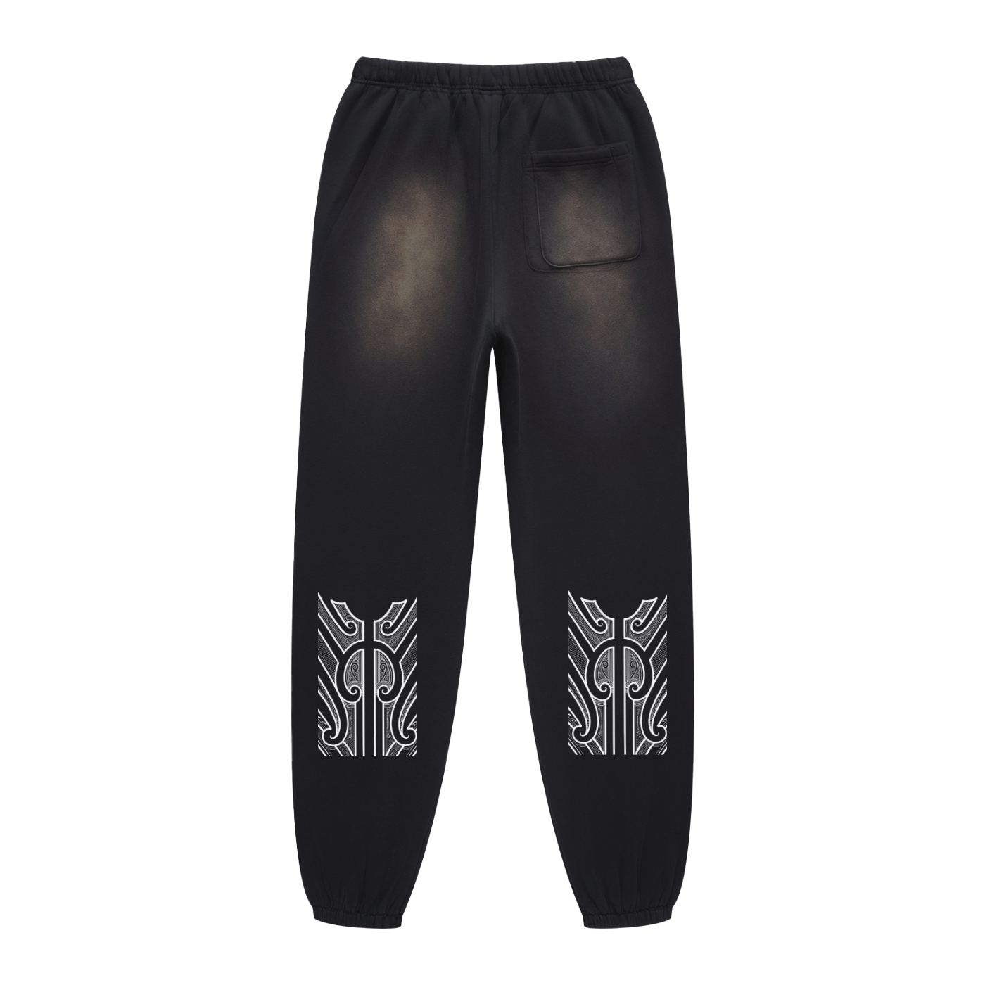 Track pants with moko print