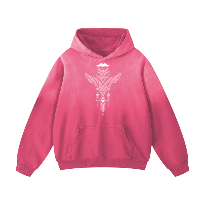 Double Print - Kauae and Mataora Acid Wash Oversized Hoodie