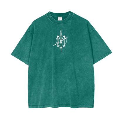 Oversize Snow Washed T-Shirt - Graffiti scripting full back print