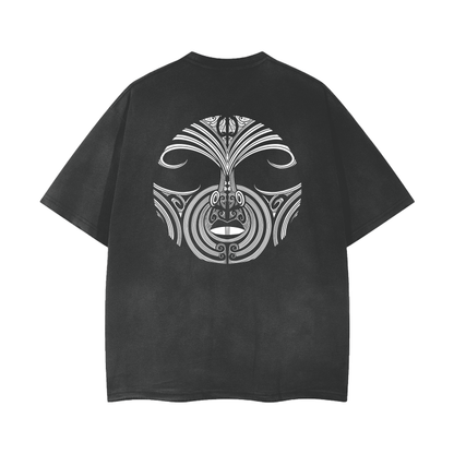 Mataora and Nuuz Art Maori/ Reggae mix Vintage Wash Frayed T-Shirt