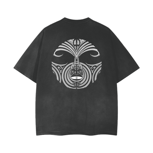 Mataora and Nuuz Art Maori/ Reggae mix Vintage Wash Frayed T-Shirt