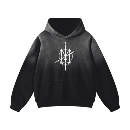 Nuuz Art/ Taiaha and Kauae Print Acid Wash Oversized Hoodie