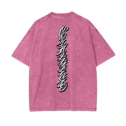 Oversize Snow Washed- Spine Script Print