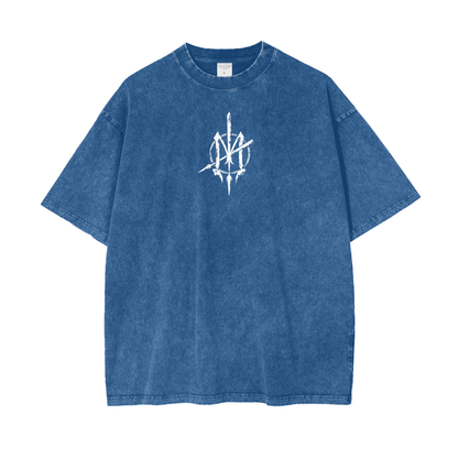 Oversize Snow Washed T-Shirt - Graffiti scripting full back print