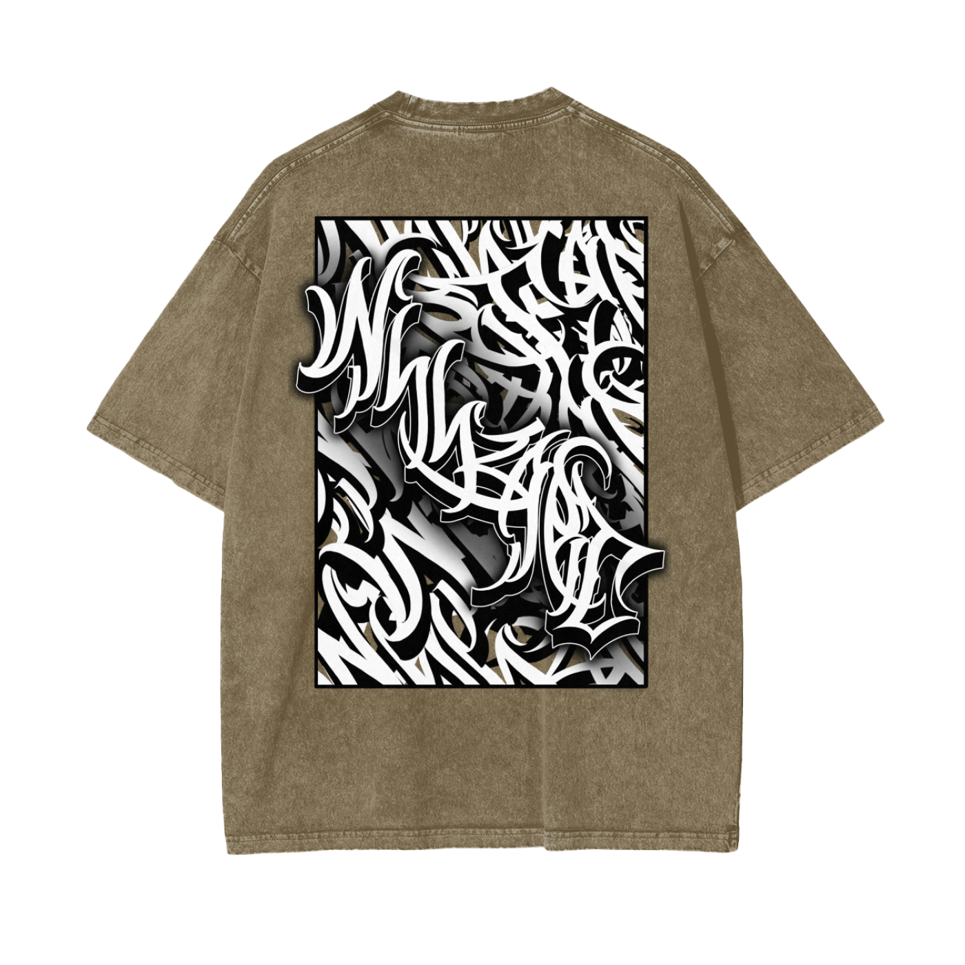 Oversize Snow Washed T-Shirt - Graffiti scripting full back print