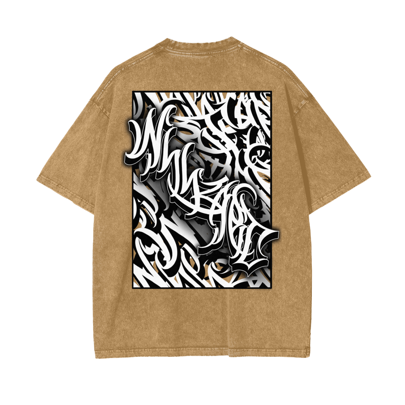 Oversize Snow Washed T-Shirt - Graffiti scripting full back print