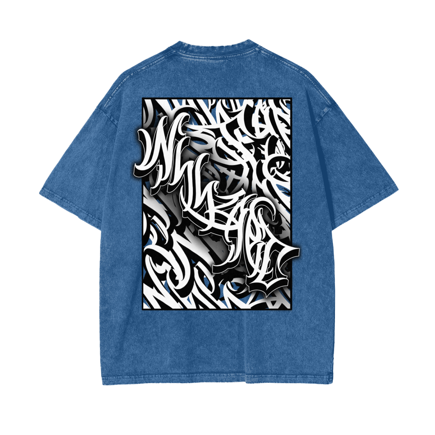 Oversize Snow Washed T-Shirt - Graffiti scripting full back print