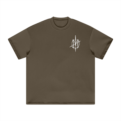 White Print Nuuz Art/ Taiaha Heavyweight T-Shirt