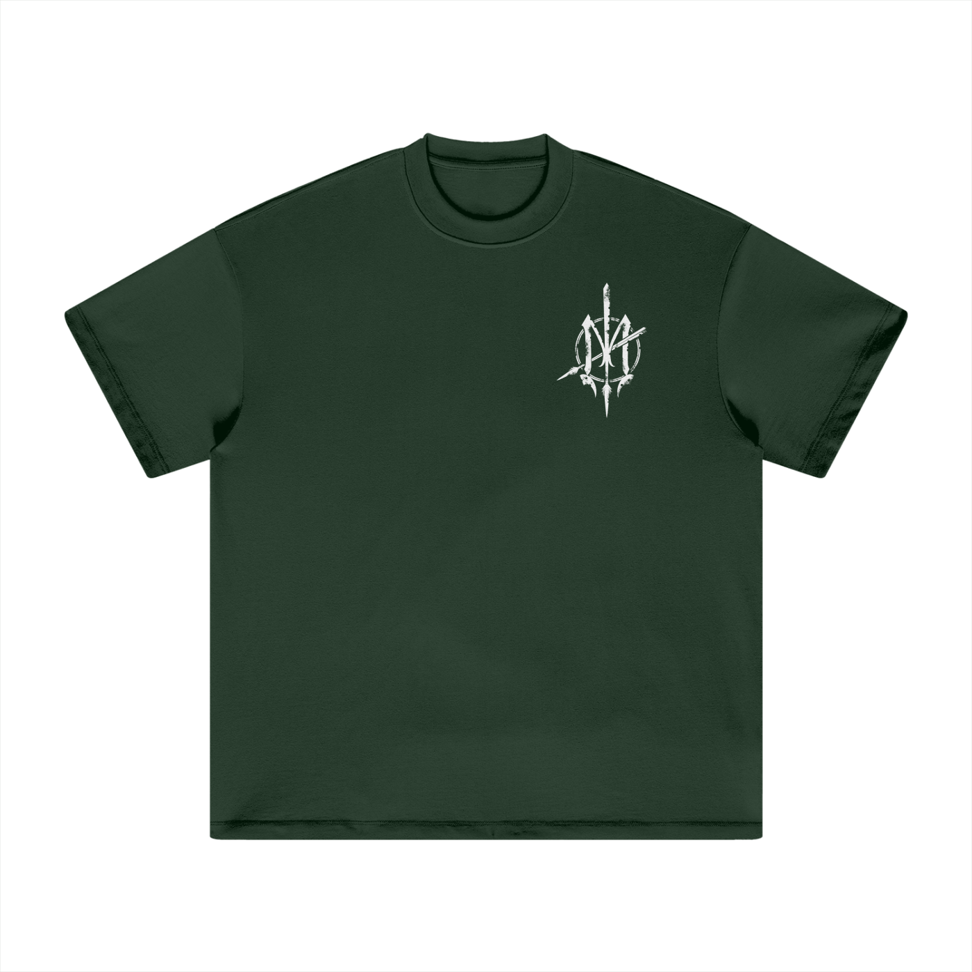 White Print Nuuz Art/ Taiaha Heavyweight T-Shirt