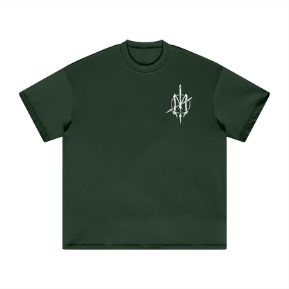 White Print Nuuz Art/ Taiaha Heavyweight T-Shirt
