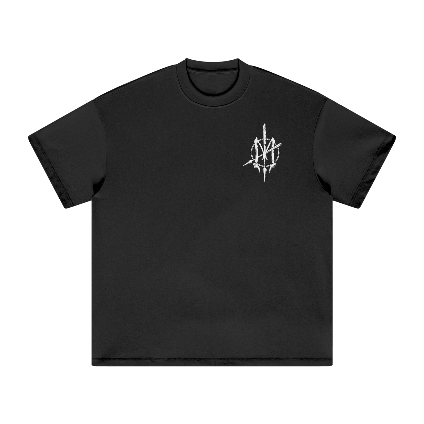 White Print Nuuz Art/ Taiaha Heavyweight T-Shirt