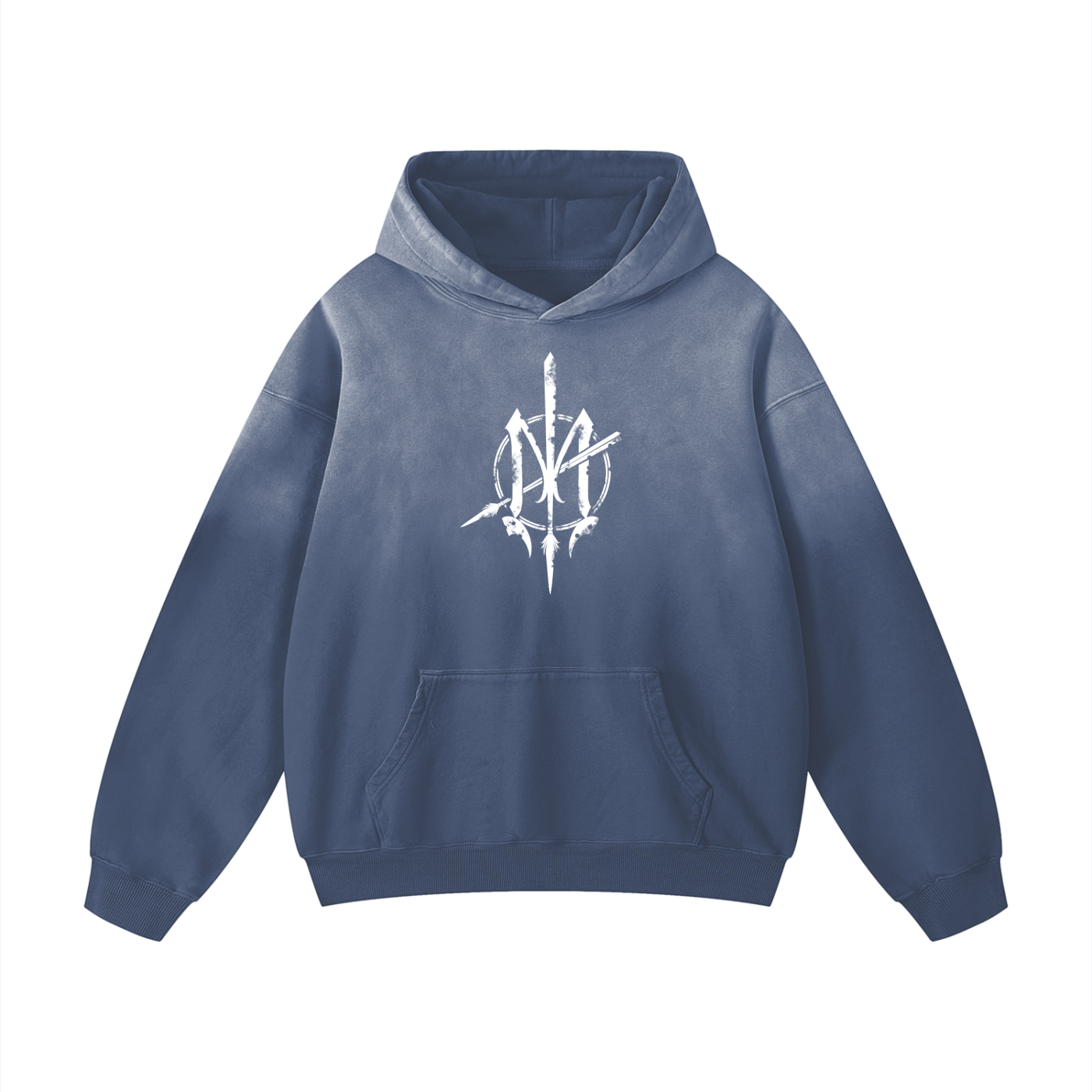 Nuuz Art/ Taiaha and Kauae Print Acid Wash Oversized Hoodie