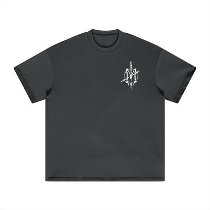 White Print Nuuz Art/ Taiaha Heavyweight T-Shirt