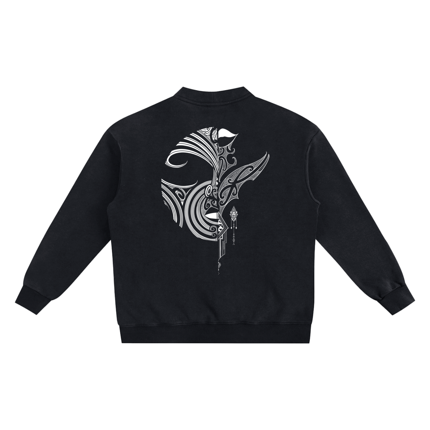 Snow Washed Cardigan - Blended Mataora and Moko Kauae Design