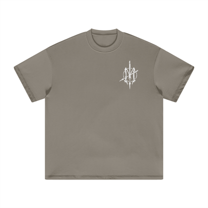 White Print Nuuz Art/ Taiaha Heavyweight T-Shirt