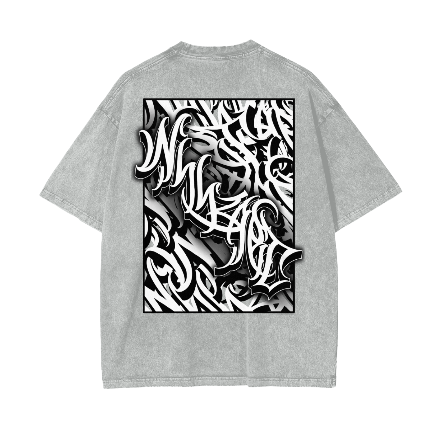 Oversize Snow Washed T-Shirt - Graffiti scripting full back print