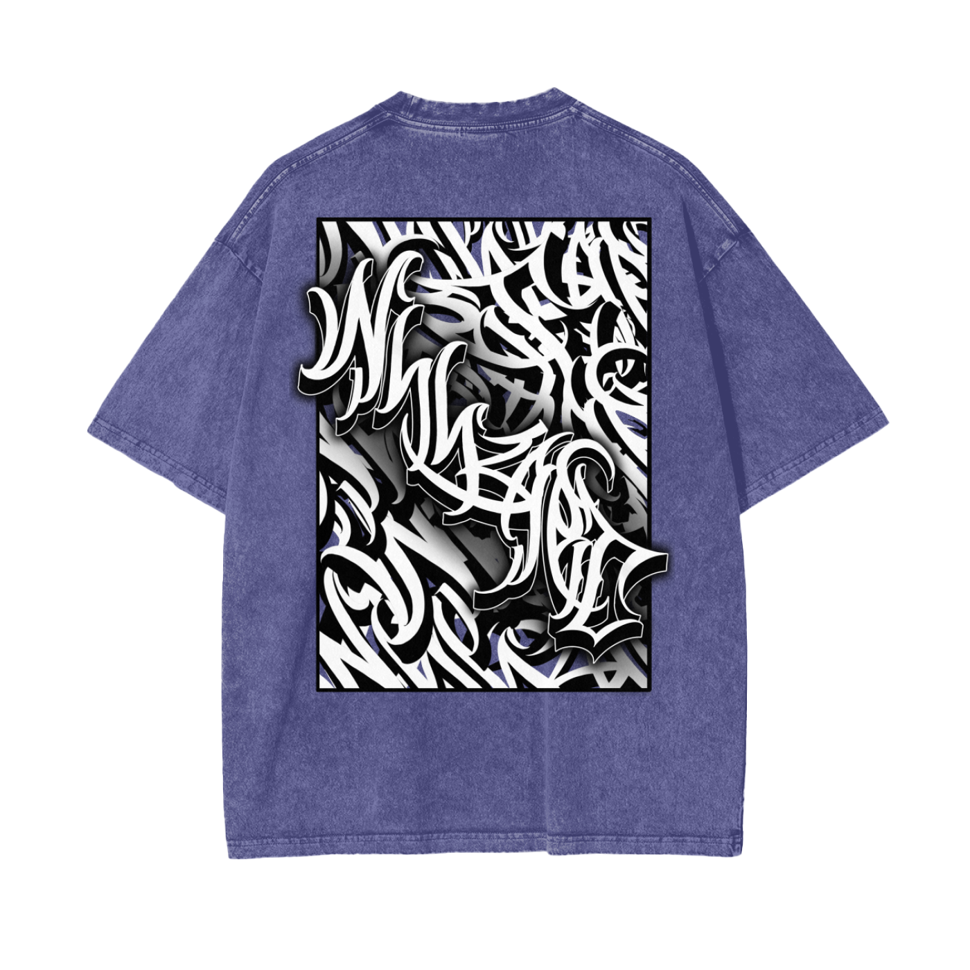 Oversize Snow Washed T-Shirt - Graffiti scripting full back print