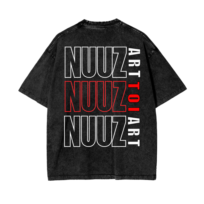 Whale Tail with NUUZTOI FULL back - Acid Wash Oversize T-Shirt