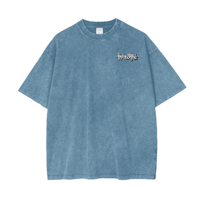 Oversize Snow Washed- Spine Script Print