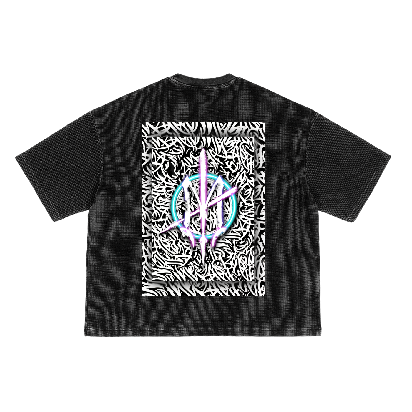 Waffle-Texture Washed Boxy Nuuz Art Graffiti Tee