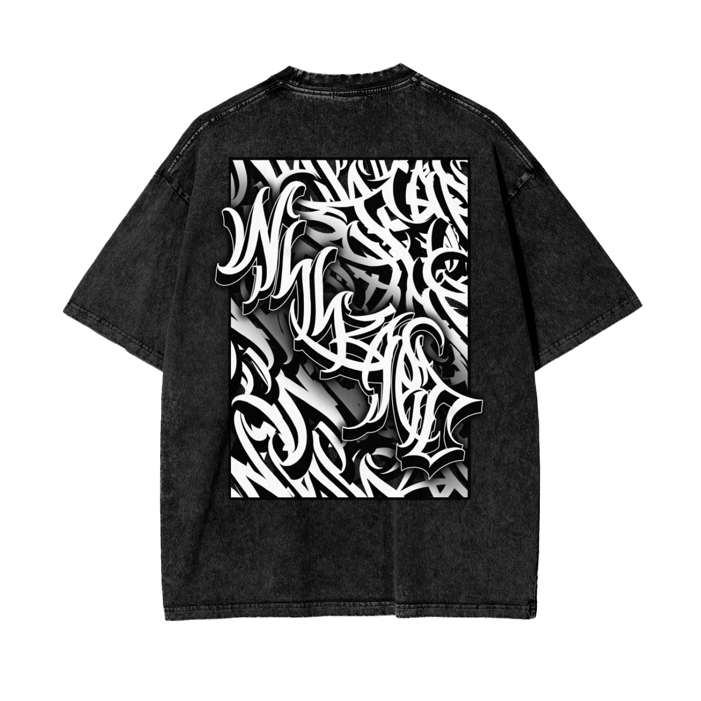 Oversize Snow Washed T-Shirt - Graffiti scripting full back print