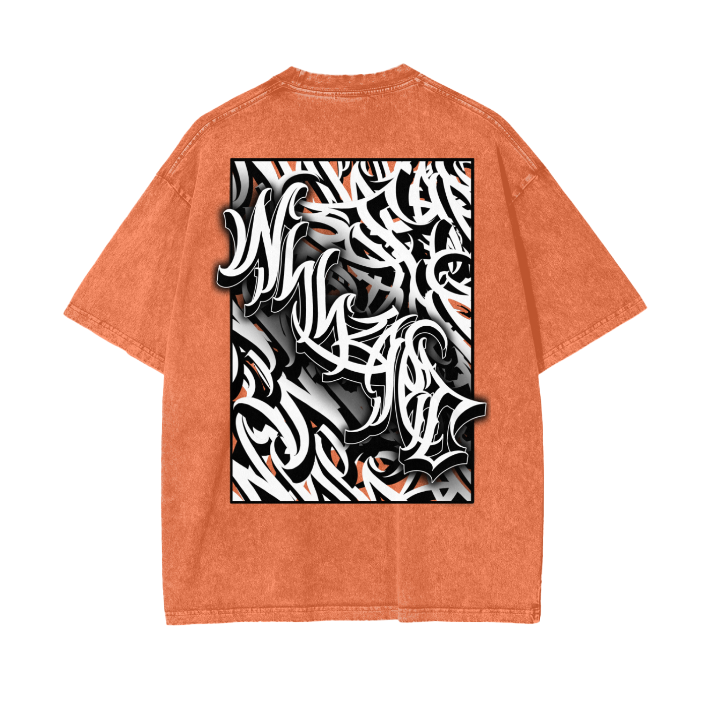 Oversize Snow Washed T-Shirt - Graffiti scripting full back print