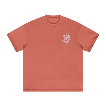 White Print Nuuz Art/ Taiaha Heavyweight T-Shirt