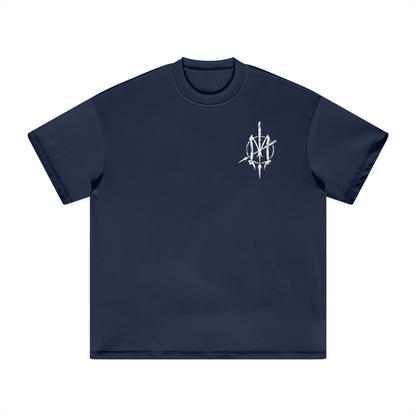 White Print Nuuz Art/ Taiaha Heavyweight T-Shirt
