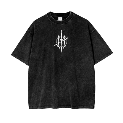 Oversize Snow Washed T-Shirt - Graffiti scripting full back print