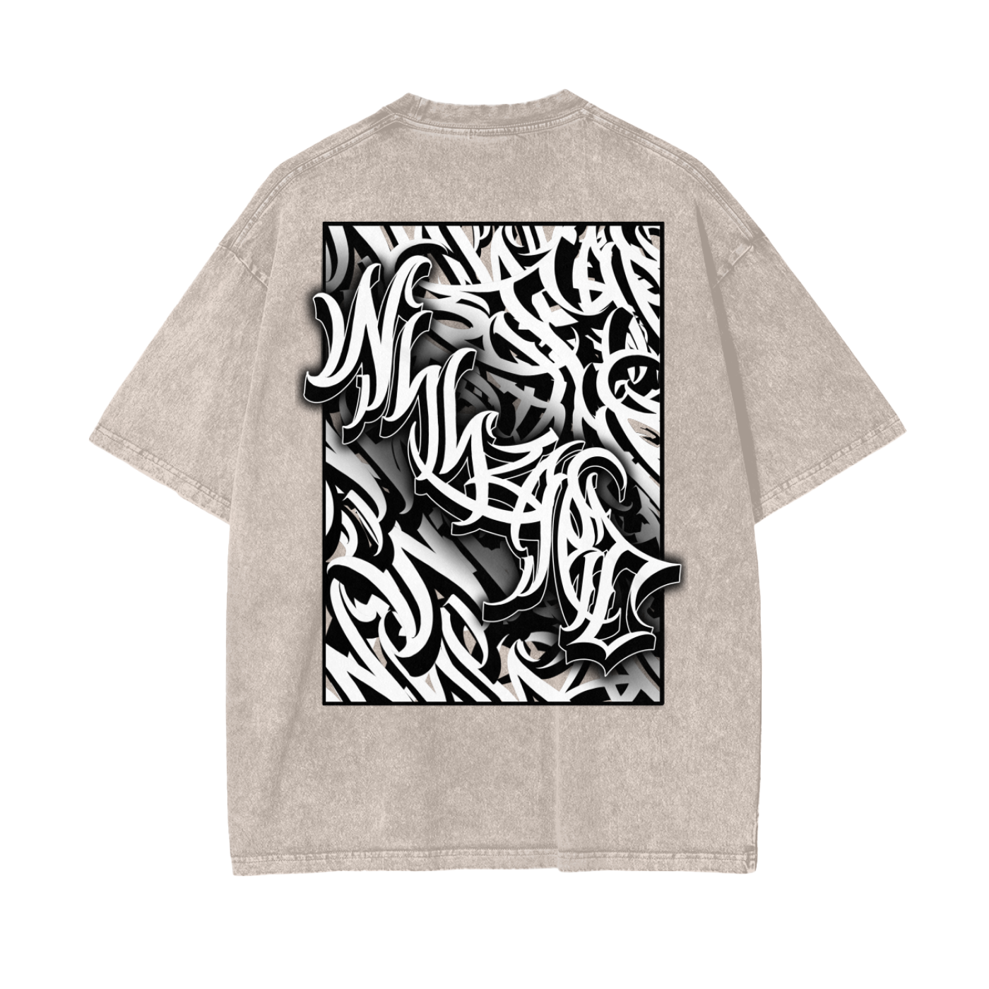 Oversize Snow Washed T-Shirt - Graffiti scripting full back print