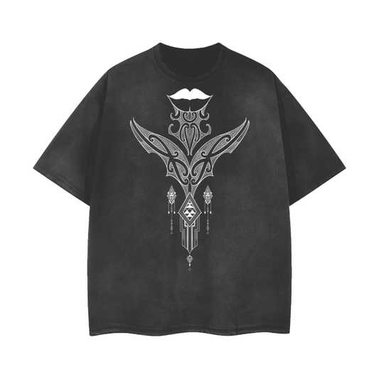 Kauae and Nuuz Art Maori/ Reggae mix Vintage Wash Frayed T-Shirt