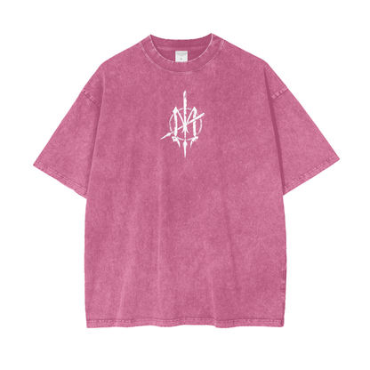 Oversize Snow Washed T-Shirt - Graffiti scripting full back print