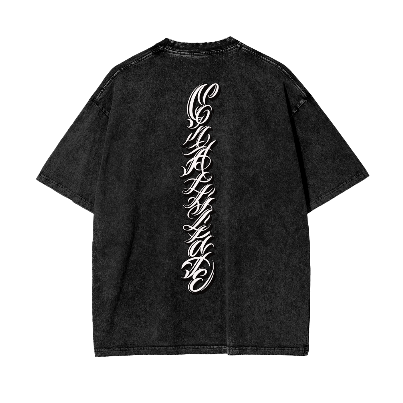 Oversize Snow Washed- Spine Script Print