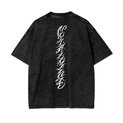 Oversize Snow Washed- Spine Script Print