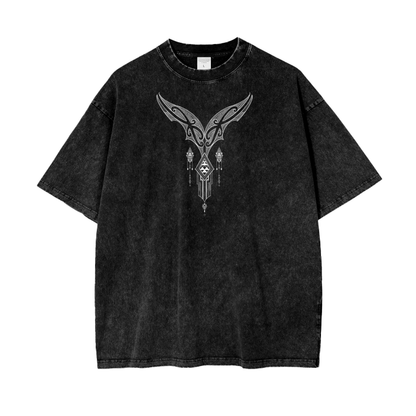 Whale Tail with NUUZTOI FULL back - Acid Wash Oversize T-Shirt