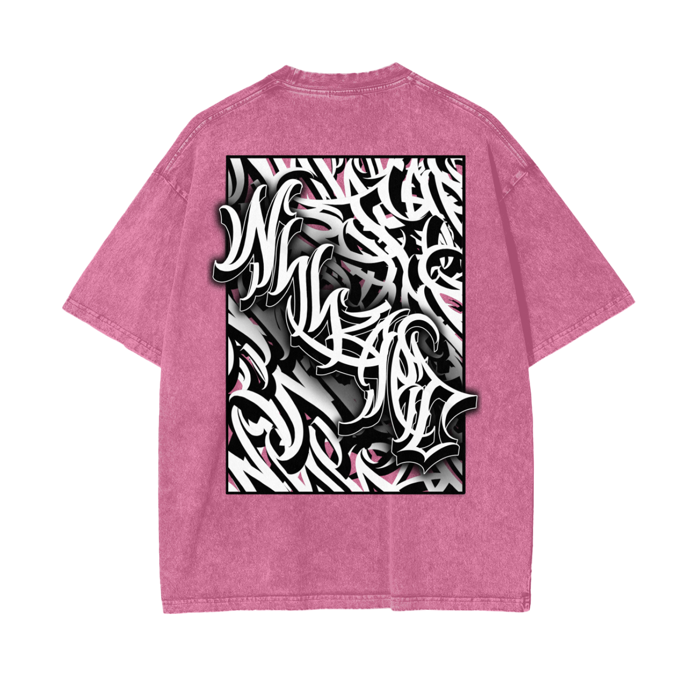 Oversize Snow Washed T-Shirt - Graffiti scripting full back print