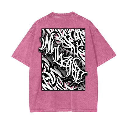 Oversize Snow Washed T-Shirt - Graffiti scripting full back print
