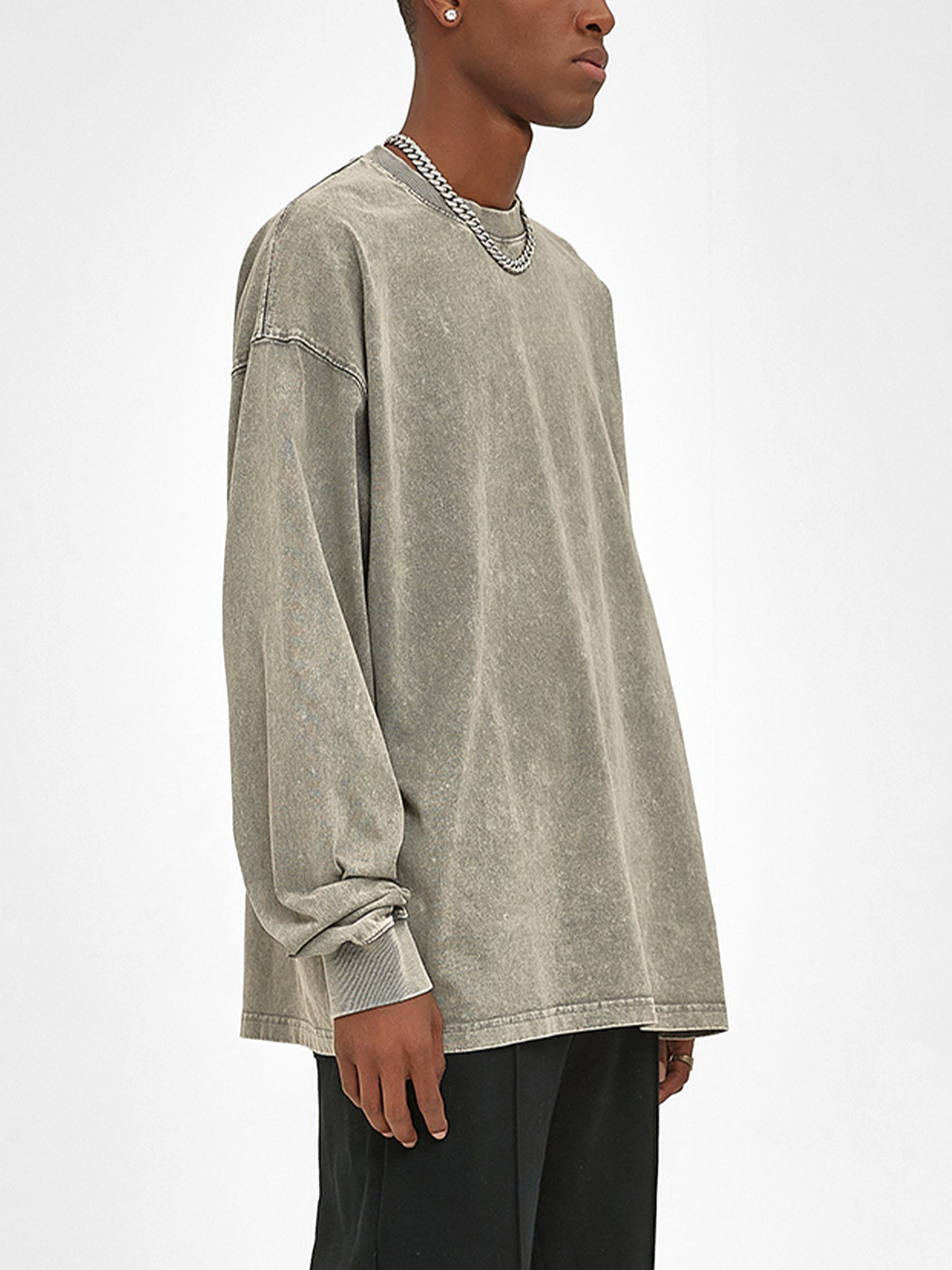 Full Nuuz Art Logo with Mataora - Long Sleeve Acid Wash Oversize Tee